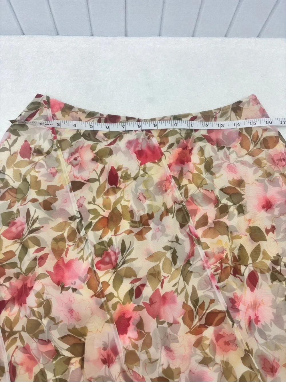 Talbots Floral A-Line Silk Midi Skirt in Pink and Green Size 10